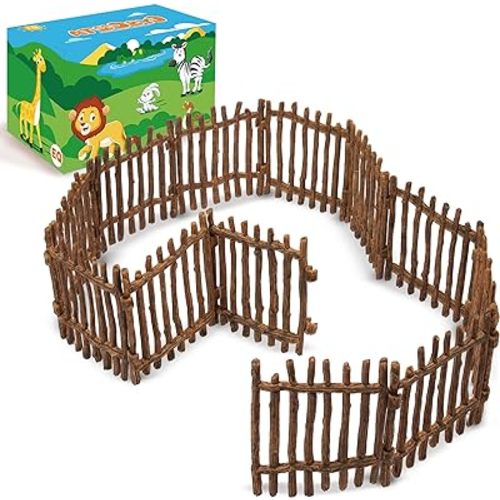 Realistic Toy Fence, Large Corral Fencing Panel Accessories Playset, Farm Fence Toys for Barn Paddock Horse Stable Horses Figurines, Christmas Birthday Gift for Kids Toddler