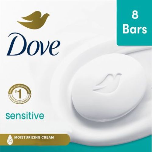 Dove Beauty Sensitive Skin Moisturizing Fragrance-Free Beauty Bar Soap - 8pk/3.75oz Each: Hypoallergenic, Paraben-Free