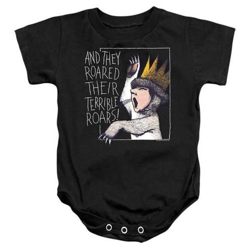 Trevco Sportswear WBM807-SS-1 Where The Wild Things Are Roar Infant Snapsuit, Black - Small - 6 Month