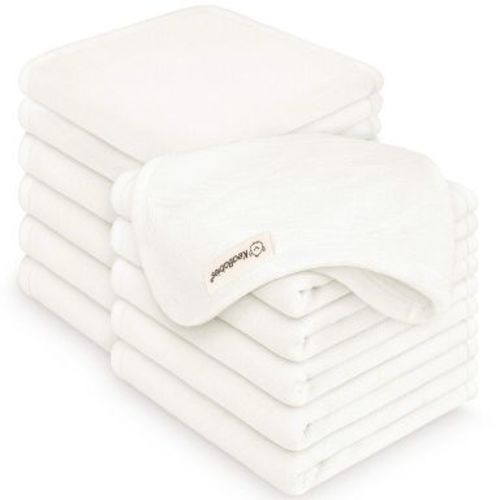 KeaBabies 12-Pack Cami Baby Washcloths for Newborn, 10x10 Organic Cotton Face Wash Cloths for Babies, Soft & Absorbent Baby Bath Towels (Soft White)