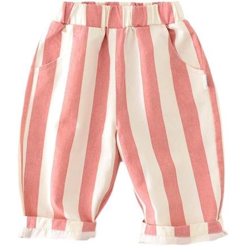Spring Autumn 6Months-3Years Toddler Thin Cotton Stripe Elastics Pants for Baby Boys and Girls