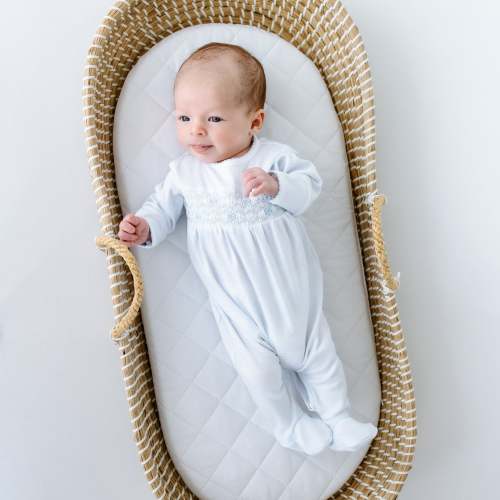 Jacob Smocked Footie - Light Blue