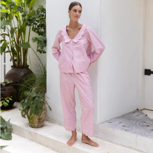 Penelope Sleep Set - Long - Gingham - Berry – Piyama USD