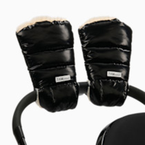 7AM Enfant Warmmuffs - Black Liquid Shine/Arctic White Faux Fur