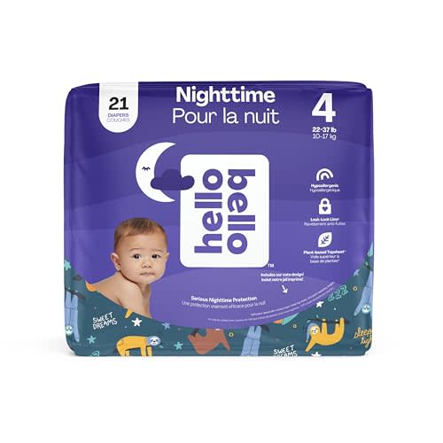 Hello Bello Nighttime Baby Diapers, Size 4, Ultra Absorbent and Hypoallergenic for Overnight Diapers for Extended Protection, 21 Count,Pattern or Packaging May Vary.