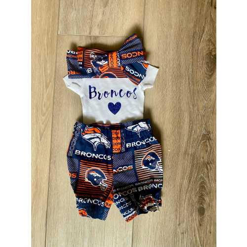 Denver Broncos Bronco Football Baby Headband, Toddler Bows Big Bow Little Baby Girl Bodysuit Headwraps Shorts Bummies Headwrap Boy Diaper