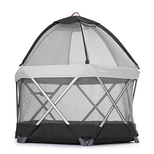born free NISA Playard - Easy Pop Open Portable Playard with Oversized Canopy, Padded Floor and Machine Washable Fabrics