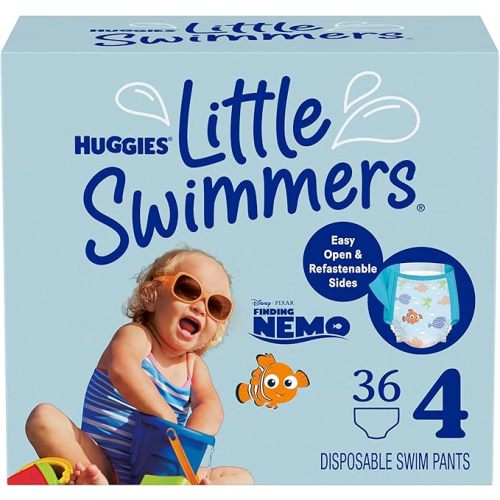 Huggies Little Swimmers Disposable Swim Diapers, Size 4 (24-34 lbs), 36 Ct (2 Packs of 18), Packaging May Vary