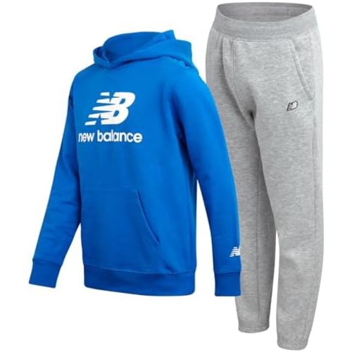 New Balance Boys Sweatpants Set - 2 Piece Fleece Pullover Hooded Boys Sweatshirt and Joggers Youth Kids Activewear (8-20)