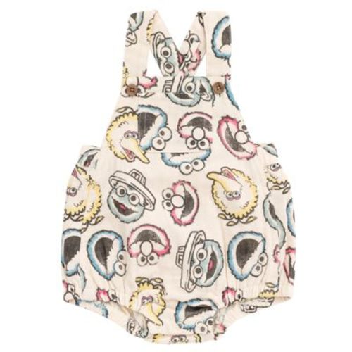 Sesame Street Elmo Cookie Monster Big Bird Newborn Baby Boys Cotton Gauze Matching Family Short Overalls Shortall 3-6 Months