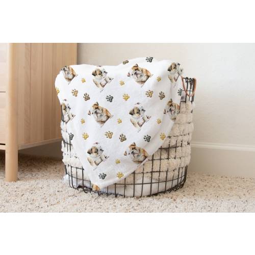 Bulldog baby blanket, Dog baby blanket, Bulldog blanket, Bulldog baby gift, Dog blanket, Dog theme baby room, Puppy dog baby blanket - FrF