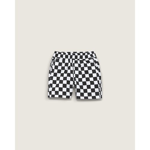 Kids Little Kids Range Elastic Checkerboard Shorts in Black / White | Vans