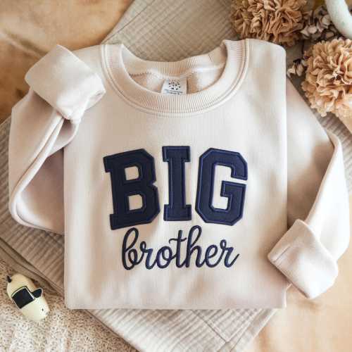Embroidered Big Brother Sweatshirt, Toddler Tshirt, Toddler Crewneck, Custom Embroidered Toddler Tshirt, Neutral Toddler Tshirt