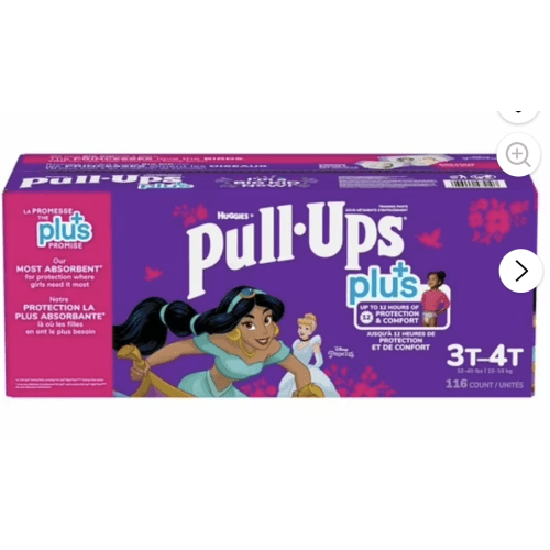 Huggies Pull-Ups Plus Training Pants For Girls – One Color, 3T-4T (32-40 lb/15-18 kg)