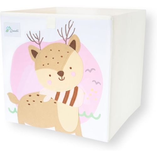 Storage Cube- Organizer for Nursery, Playroom, Bedroom, Closet. Foldable Box 13x13x13 inches. Children's Toy Box, Diaper Caddy, Clothing Basket, Book Bin, Baby Essentials & Gift (Deer)