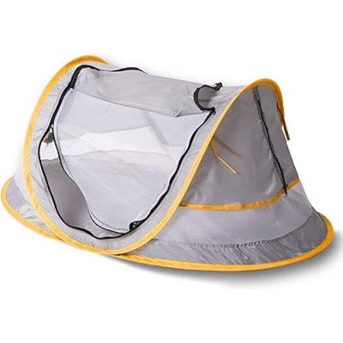 Baby Beach Pop Up Tent - UPF 50+ Sun Shade with Mosquito Net, Sun Shelter for Girls Boys, Beach Umbrella for Infant (Orange)