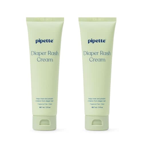 Pipette Diaper Rash Cream, Fragrance Free, 3 fl oz (Pack of 2) | Relieves & Prevents Diaper Rash - With Non-Nano Zinc Oxide - Non-Toxic Daily Protective Balm