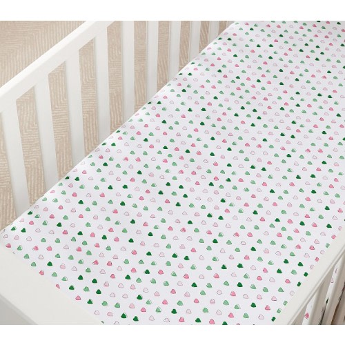 Roller Rabbit Multi Hearts Organic Crib Fitted Sheet