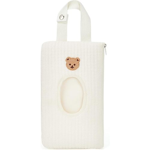 Quilted Baby Wipe Holder Quilted Wipe Pouch Portable Hanging Floral Wet Wipes Bag for Car, Stroller