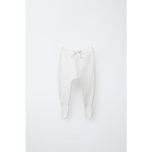 BOW FOOTED KNIT LEGGINGS - Light ecru | ZARA United States