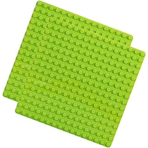 2 Baseplates for Large Blocks, Baseboard Compatible with Duplo & Mega, Learning and Educational Building Toy for Toddlers (10 x 10 Inch,Light Green)