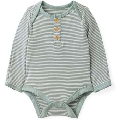 Little Sleepies Newborn Henley Bodysuit, Soft Viscose from Bamboo Long Sleeve Bodysuit for Baby Boys & Girls, Baby Clothes