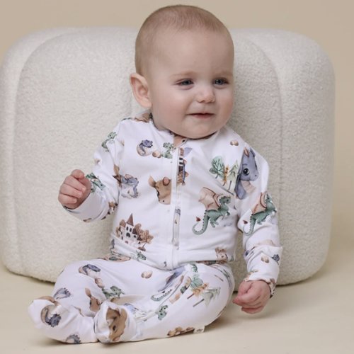 Organic Baby Snuggle Sleepsuit Footie - Dragon