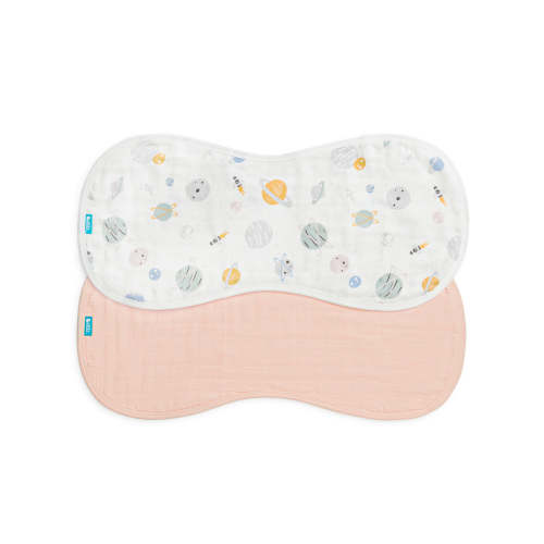 Burp Cloth 2 Pack Muslin Blush Rocket