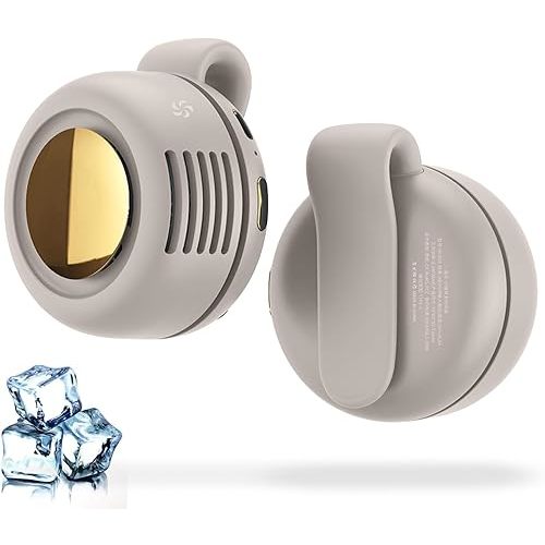 Portable Silent Mini Bladeless Electric Fan, 2025 New Mini Bladeless Fan Clip On, Adjustable 3-Speed Suspended Waist Fans, for Outdoor & Hiking & Office, Travel Accessories(White)