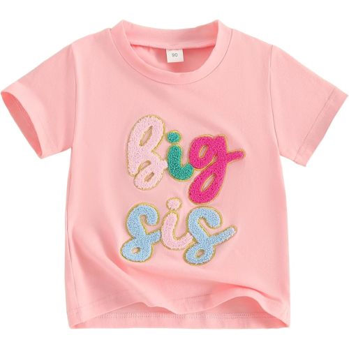 Twopumpkin Newborn Toddler Baby Girl Little Sister Outfit Bubble Romper Big Sister Shirt Matching Outfits Clothes