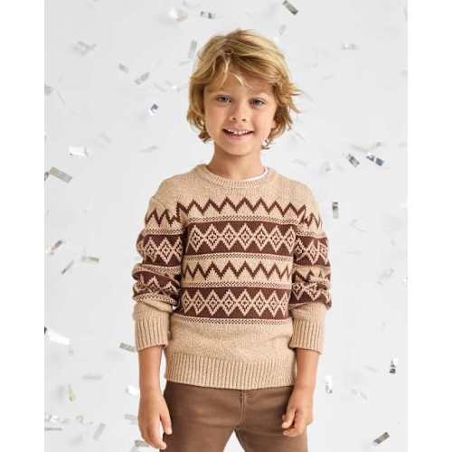 Baby And Toddler Boys Fairisle Sweater - Brown