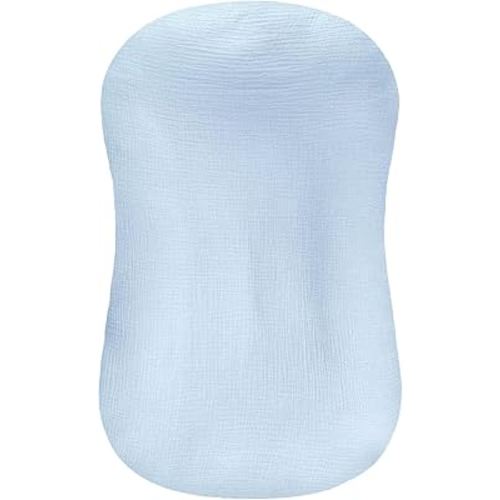 Hooyax Muslin Baby Lounger Cover Soft Organic Cotton Slipcover Fits Newborn Lounger for Baby Boys and Girls (Ice-Snow Blue)
