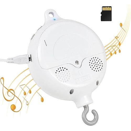 Bluetooth Mobile for Crib, Mobile Rotary Music Box Spinner with Rotating Hook,Crib Mobile Motor Spinner with 128MB SD Card(can Download Music),Volume Control