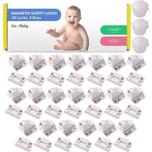 Magnetic Cabinet Locks for Babies, Eco Baby Baby Proofing Cabinet Locks, Child Locks for Cabinets Drawers Doors, Easy Installation No Tools Required