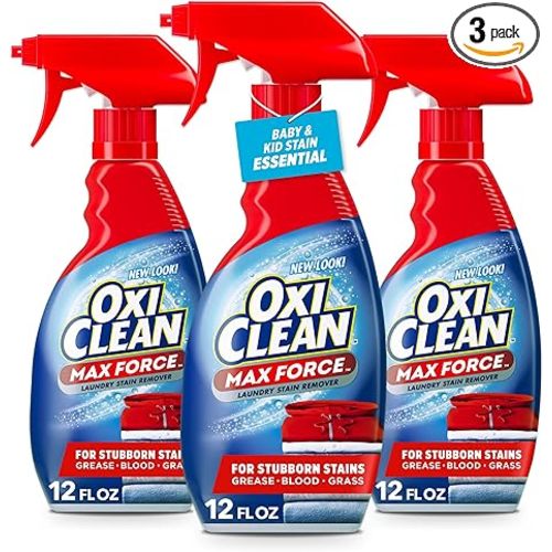 OxiClean Max Force Laundry Stain Remover Spray, Newborn & Baby Essentials, Stain Treater, 12 fl oz, 3-Pack