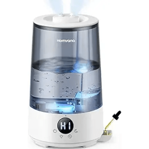 Homvana Humidifiers for Bedroom Home, 3.6 L Cool Mist Top-Fill 34H Super Long Time, Quiet 23dB, Baby Humidifier, Oil Diffuser for Large Room, House, Plant, Nursery, Office, BPA FREE, Ultrasonic (Grey)
