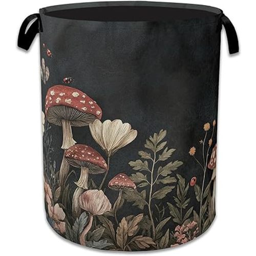 Mushrooms Forest Laundry Basket Collapsible Laundry Hamper, Oxford Cloth Storage Bin for Room/Bathroom/Bedroom/Dormitories 16" X 20.8"