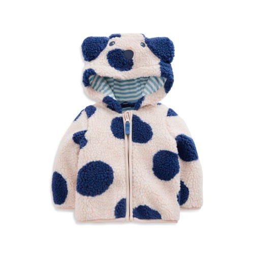 Kids' Polka Dot High Pile Fleece Jacket, 3-6M