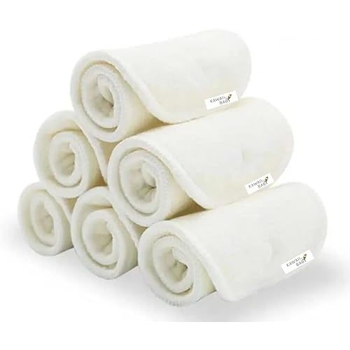 6-Pack KaWaii Baby Premium bamboo Cloth Diaper inserts, 5-Layer Bamboo Soaker Pads (No microfiber or fleece) For One Size Cloth Diapers