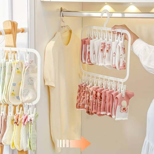 Ke1Clo Space Saving Multi-Clip Hanger with 18/26 Clips, Windproof Laundry Rack for Socks Underwear, Non-Slip Clothes Drying Organizer