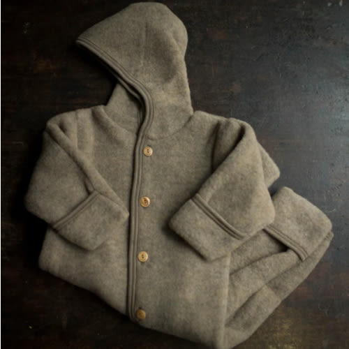 Baby Merino Wool Fleece Suit - Walnut Melange