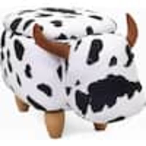 Critter Sitters Black-White Cow Ottoman CSCOWSTOTT-BLKWHT