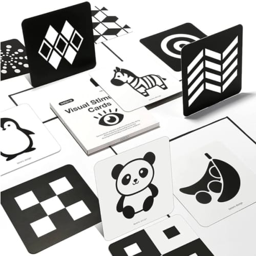 beiens High Contrast Baby Flashcards, Black White Color Newborn Brain Development Toys, Visual Stimulation Learning Activity Cards, Educational Infants Gift (Black & White(for 0-3 Months))