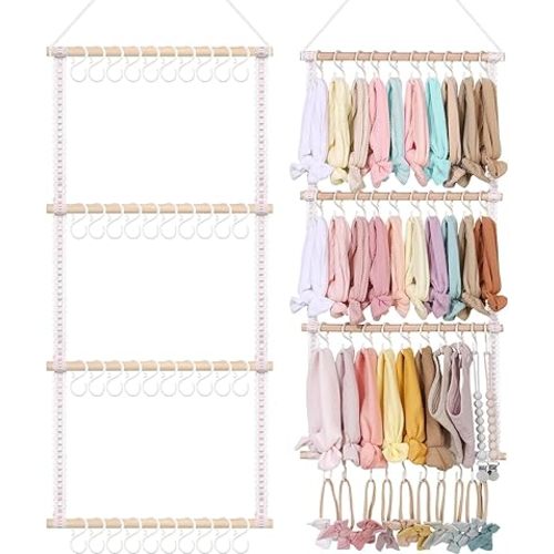 POVETIRE Headband Holder for Girls Baby Headband Organizer Head Bands Hair Accessories Display Organizer Wall Hanging Decor for Nursery baby Room