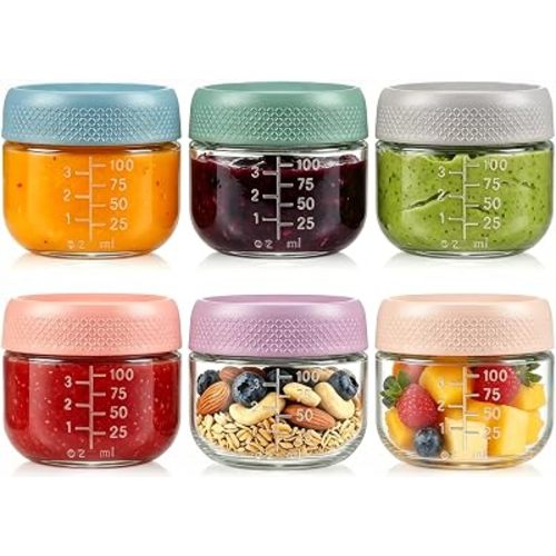 4oz Glass Jars, 6-Pack Small Food Storage Containers