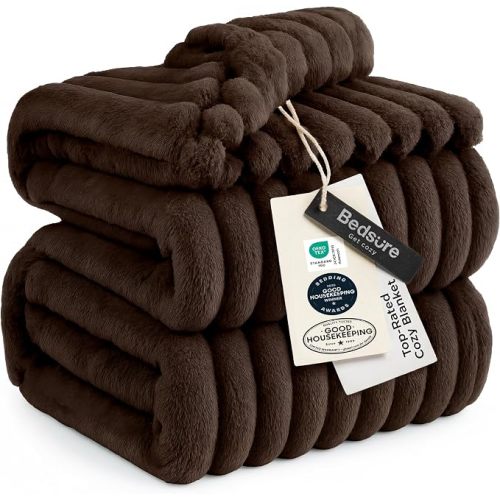 Bedsure Soft Queen Size Blanket for Bed Chocolate Brown 90"x90"