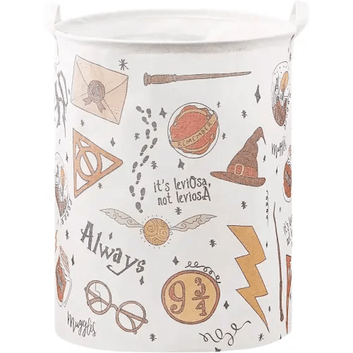 Nursery Decor,Baby Laundry Large Hamper Basket Foldable With Waterproof Pe Coating,Potter Dirty Clothes Basket for Kids,Bedroom,Bathroom Set,Toy Bin,Boys and Girls Birthday Gifts (round)