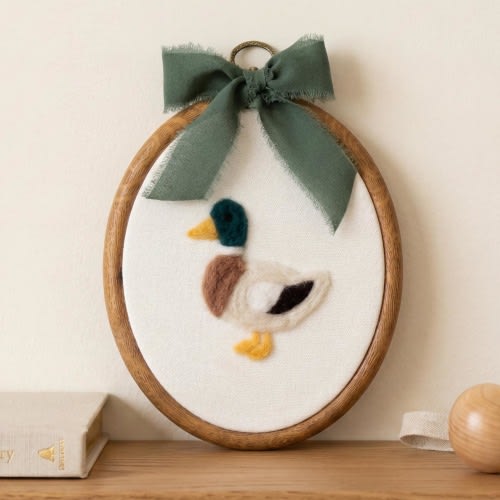 Custom mallard duck nursery decor felt embroidery wall art baby boy nursery decor wall art mallard baby shower gift ideas for newborn sign