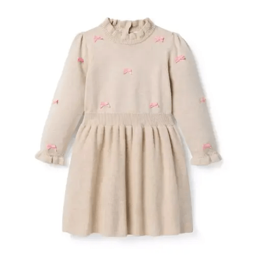 Girl Light Cocoa Heather Bow Sweater Dress by Janie and Jack