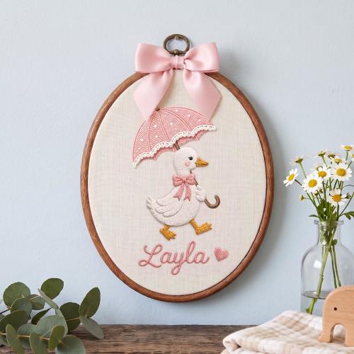 Custom Silly Goose Baby Name Embroidered Hoop, Cute Baby Wall Hoop, Newborn Name Sign, Farm Animal Nursery Wall Decor, Baby Shower Gift